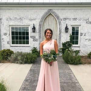 Elegant Pink One-Shoulder Beidesmaids Dress